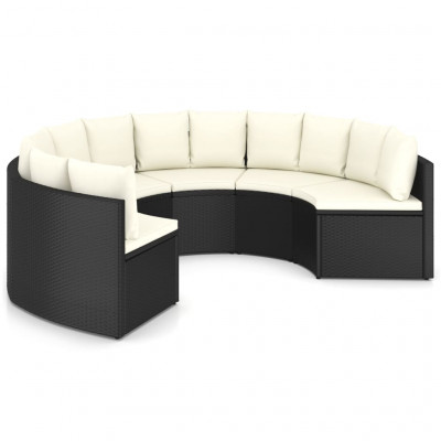 Salon de jardin meuble d'extérieur ensemble de mobilier 6 pièces avec coussins résine tressée noir 02_0016914