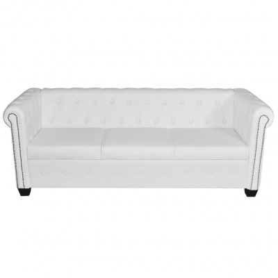 Canapé-lit 3 places lit d'invité convertible de salon lit de jour pliable de salle de séjour maison intérieur places cuir synthétique blanc 02_0018853