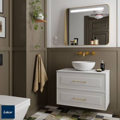 Meuble Renoir 800 2 tiroirs métalliques blanc coton 797 x 540 x 450 mm SALGAR 