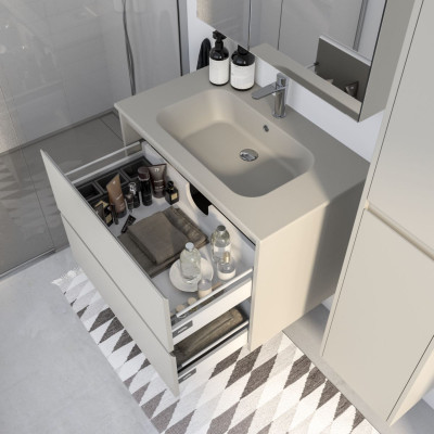 Plan de toilette All Day vasque centrée céramique taupe mat 85 cm