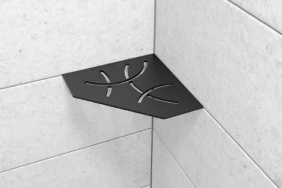 Tablette d'angle Curve alu structuré noir graphite mat 195 x 195 mm SCHLUTER SYSTEMS