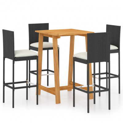 Ensemble de bar de jardin avec coussins 5 pièces noir 02_0013464