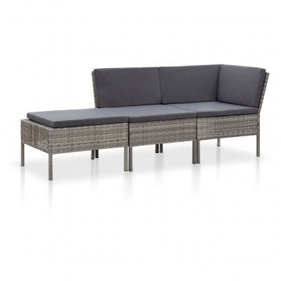 Salon de jardin meuble d'extérieur ensemble de mobilier 3 pièces avec coussins résine tressée gris 02_0015994