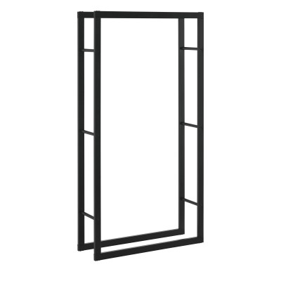 Range-bûches pour usage intérieur extérieur porte-bûches design support rangement bois de chauffage en acier 80 x 25 x 150 cm noir 03_0006303
