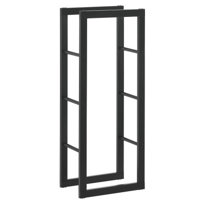 Range-bûches pour usage intérieur extérieur porte-bûches design support rangement bois de chauffage en acier 40 x 25 x 100 cm noir 03_0006298