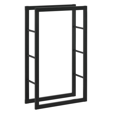 Range-bûches pour usage intérieur extérieur porte-bûches design support rangement bois de chauffage en acier 60 x 25 x 100 cm noir 03_0006300