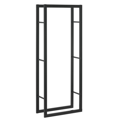 Range-bûches pour usage intérieur extérieur porte-bûches design support rangement bois de chauffage acier laqué noir 50 x 150 x 25 cm 03_0006286