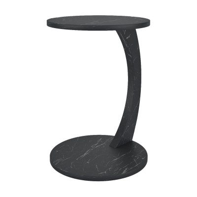 Table d'appoint ronde à roulettes MDF 56 x 38 cm noir 03_0008667