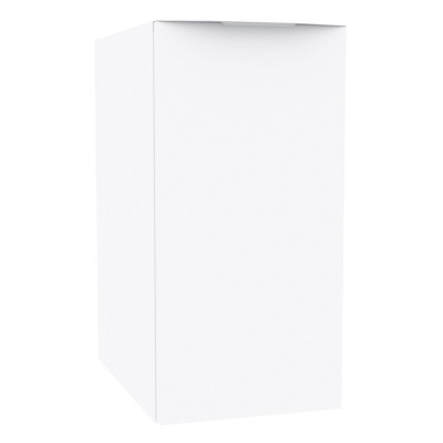 Module sous vasque Plénitude partie gauche Blanc brillant longueur 30 cm 1 porte pour meuble 2 tiroirs profondeur 46 cm