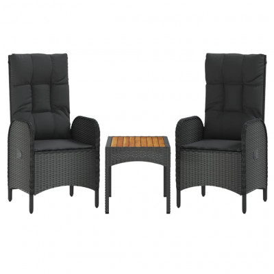 Salon de jardin meuble d'extérieur ensemble de mobilier 3 pièces avec coussins noir résine tressée 02_0015985