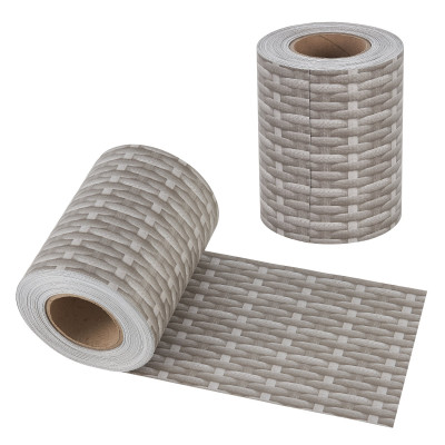 Bande de brise-vue PVC 35 m x 19 cm 6,65 m² gris avec aspect rotin 03_0006585