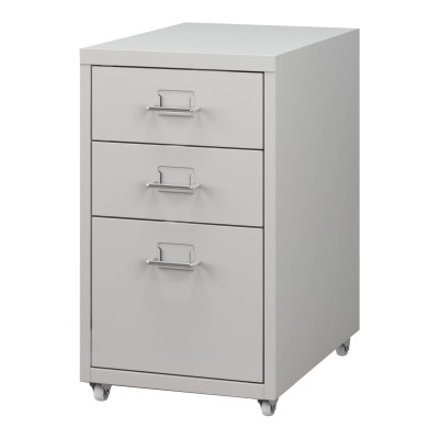 Caisson de bureau meuble de rangement pour documents dossiers fournitures de bureau à roulettes acier 48 x 28 x 41 cm blanc mat 03_0006331