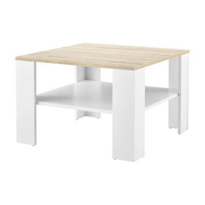 Table basse de salon 60 x 60 x 40 cm blanc et effet chêne 03_0008432