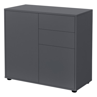 Commode avec 2 tiroirs 2 portes paarl 74 x 79 x 36 cm gris foncé mat 03_0006819