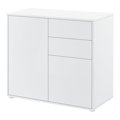 Commode avec 2 tiroirs 2 portes 74 x 79 x 36 cm blanc brillant 03_0006817
