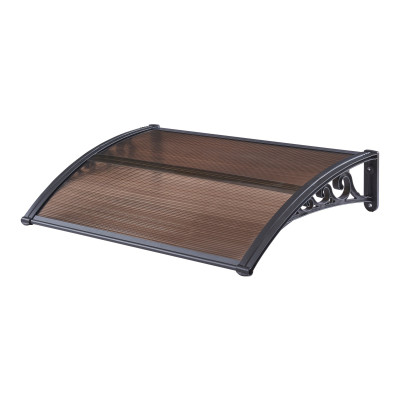 Auvent de porte d'entrée design marquise d'accueil résistante aux intempéries 100 x 60 cm noir marron 03_0006381