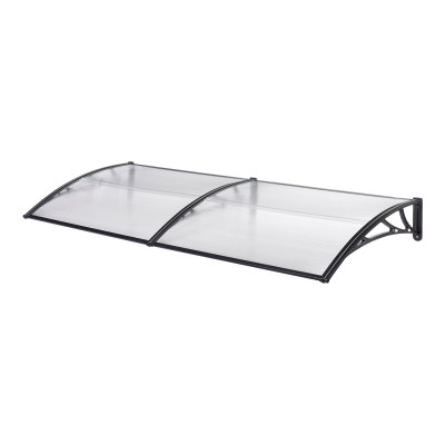 Auvent de porte d'entrée design marquise d'accueil résistante aux intempéries 240 x 80 cm noir transparent 03_0006391