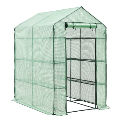 Serre de jardin vale en acier et polyéthylène avec étagères intégrées 120 x 170 x 194 cm vert 03_0008258
