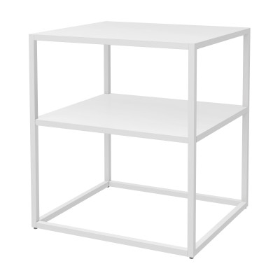 Table d'appoint pour salon 50,5 x 45 x 40 cm acier blanc 03_0008631