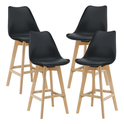 Lot de 4 tabourets de bar plastique synthétique hêtre 105 x 48 x 58 cm noir 03_0008720