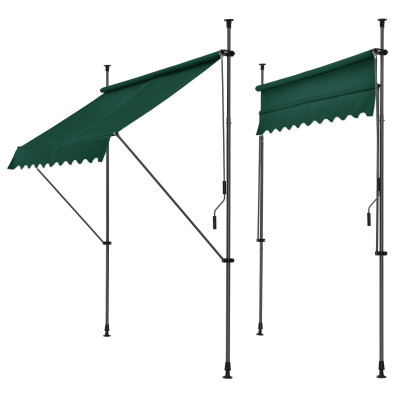 Store banne téléscopique acier polyester 400 x 120 x 200-300 cm vert foncé 03_0008348