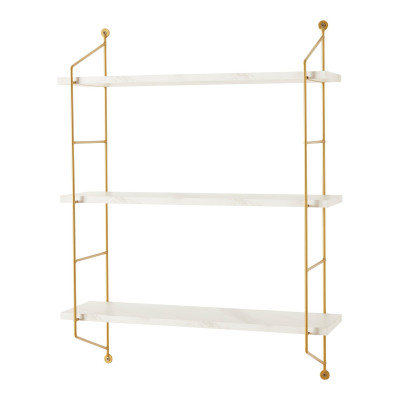 Étagère murale à 3 niveaux 48 x 15 x 64 cm effet marbre blanc 03_0007064