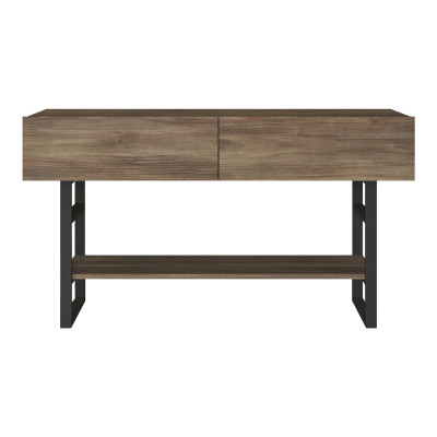 Table console 76 x 139 x 43 cm effet chêne foncé noir 03_0008588
