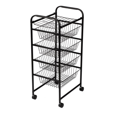 Chariot de cuisine roulant 87 x 41 x 31,5 cm avec 4 paniers noir 03_0006794
