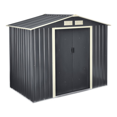Abri de jardin 213x127x185 cm toit à pignon tôles en acier galvanisées gris foncé 03_0007172