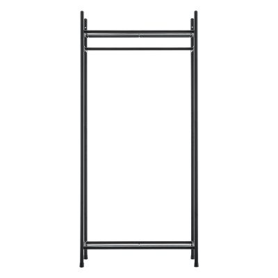 Garde-robe avec étagères meuble de rangement 2 surfaces de stockage acier laqué 130 x 60 x 30 cm noir 03_0008149