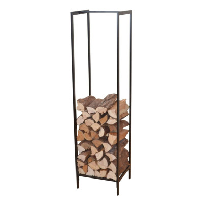 Range-bûches pour usage intérieur extérieur porte-bûches design support rangement bois de chauffage pour intérieur / extérieur 140 x 35 x 35 cm noir 03_0006289