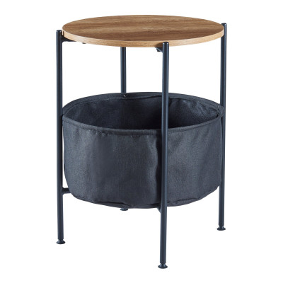 Table d'appoint avec panier de rangement 59 x 47 cm noir / effet noyer / gris 03_0008654