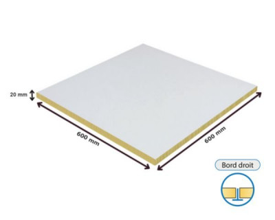 Panneau acoustique Ekla laine de roche bord A24 T24 600 x 600 x 20 mm ROCKFON