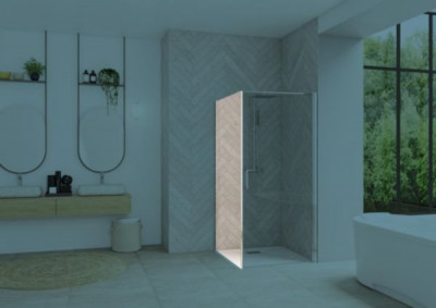 Paroi de douche Smart Design retour fixe sans seuil profilé chromé verre transparent 90 cm KINEDO DOUCHE