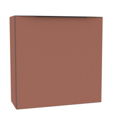 Lave mains Plénitude longueur 55 cm avec rangement tablette latéral profondeur 22 cm Terracotta chant noir et poignée noire version gauche