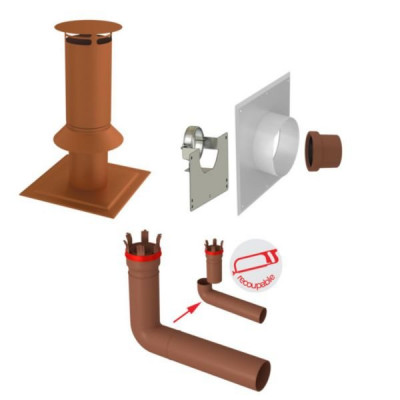 Kit Techna-renov 2en1 C9 brun diamètre 80-80/125 TECHNAFLON