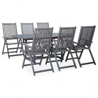 Mobilier à dîner d'extérieur 7 pièces en bois d'acacia solide gris 02_0014677
