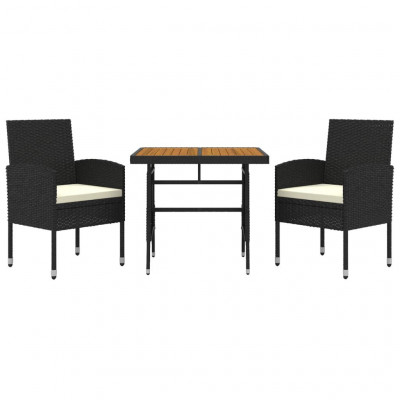 Mobilier à dîner d'extérieur 3 pièces résine tressée noir 02_0014649