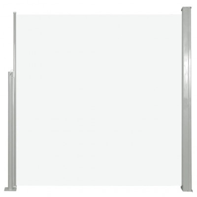 Auvent paravent store brise-vue latéral rétractable de patio jardin terrasse balcon protection visuelle écran 140 x 300 cm blanc cassé 02_0007087