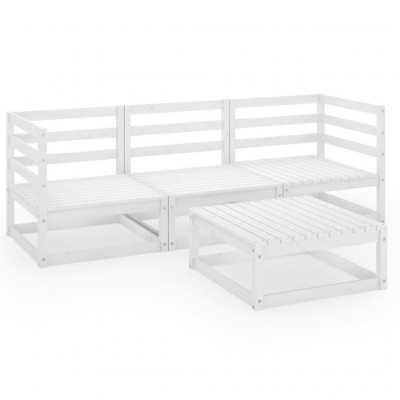 Salon de jardin meuble d'extérieur ensemble de mobilier 4 pièces blanc bois de pin massif 02_0016213