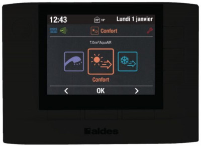 Commande centralisée réversible pour T.One Air et T.One AquaAir noire 65 x 98 x 173 mm ALDES