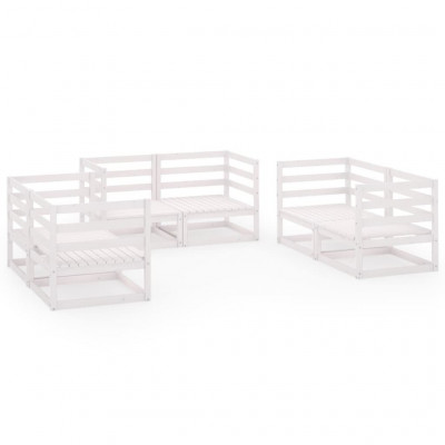 Salon de jardin meuble d'extérieur ensemble de mobilier 6 pièces blanc bois de pin massif 02_0016975
