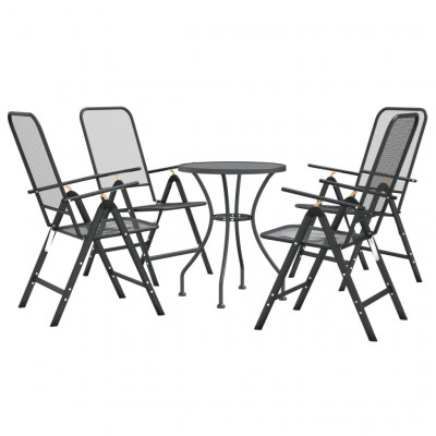 Mobilier à dîner de jardin 5 pièces maille métal anthracite 02_0014776