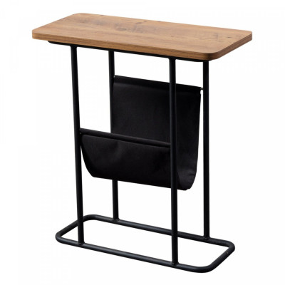 Table d'appoint avec espace de rangement 64 x 55 x 24 cm effet noyer / noir 03_0008599