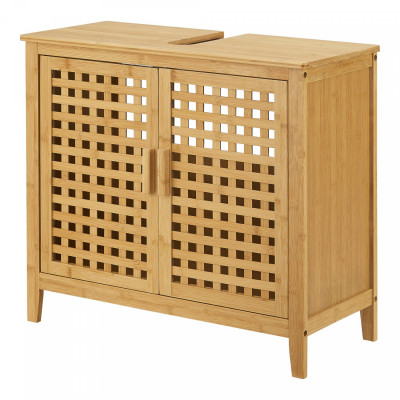 Meuble sous vasque avec 2 portes 60 x 67 x 30 cm en bambou 03_0007739