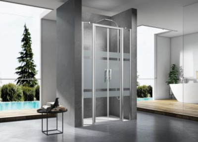 Paroi d'extension fixe pour paroi de douche fermée Concerto profilé argent brillant verre sérigraphié 500 x 1950 mm