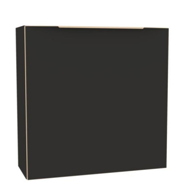 Lave mains Plénitude avec rangement tablette latéral chant doré et poignée dorée version gauche noir mat 55 x 22 cm