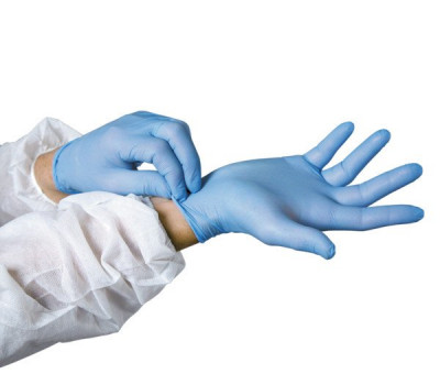 Boîte de 100 gants jetables nitrile poudrés bleu - GAN327526