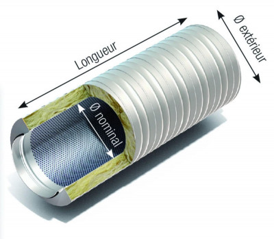 Silencieux Confort 50 longueur 600 mm diamètre 160 mm F2A