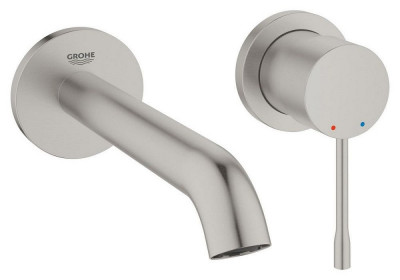Mitigeur lavabo mono commande Essence mural à encastrer 2 trous lavabo Supersteel taille M GROHE 